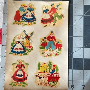 Vintage set of Dutch children transfer decals for walls and accessories in homes